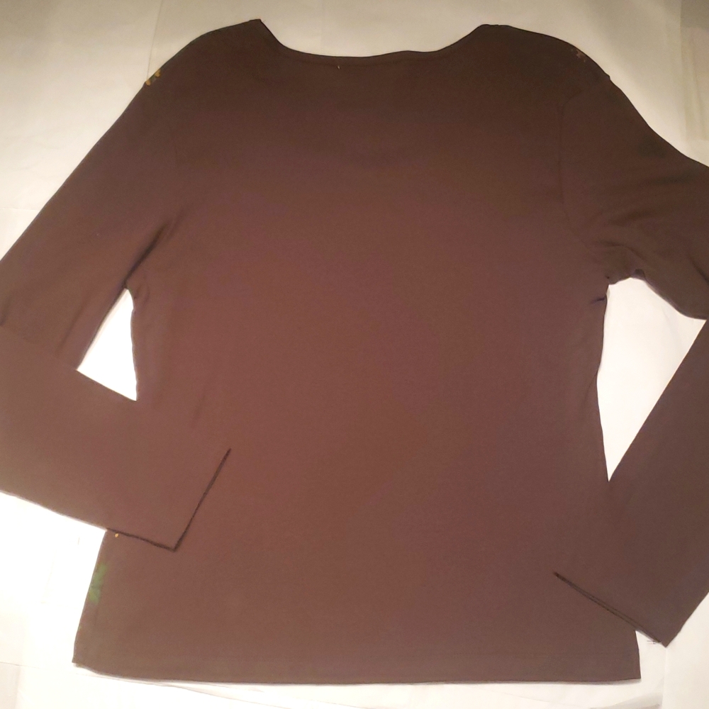 Suzee NEW Womens PL Jewel Shirt Tee Top Cotton Sweater Holidays Long Sleeve HPπ - Picture 13 of 13